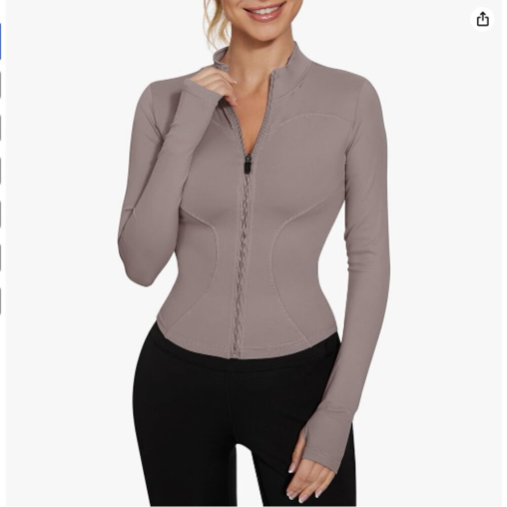 LUYAA Women's Workout Jacket Lightweight Zip Up Yoga Jacket Cropped Athletic